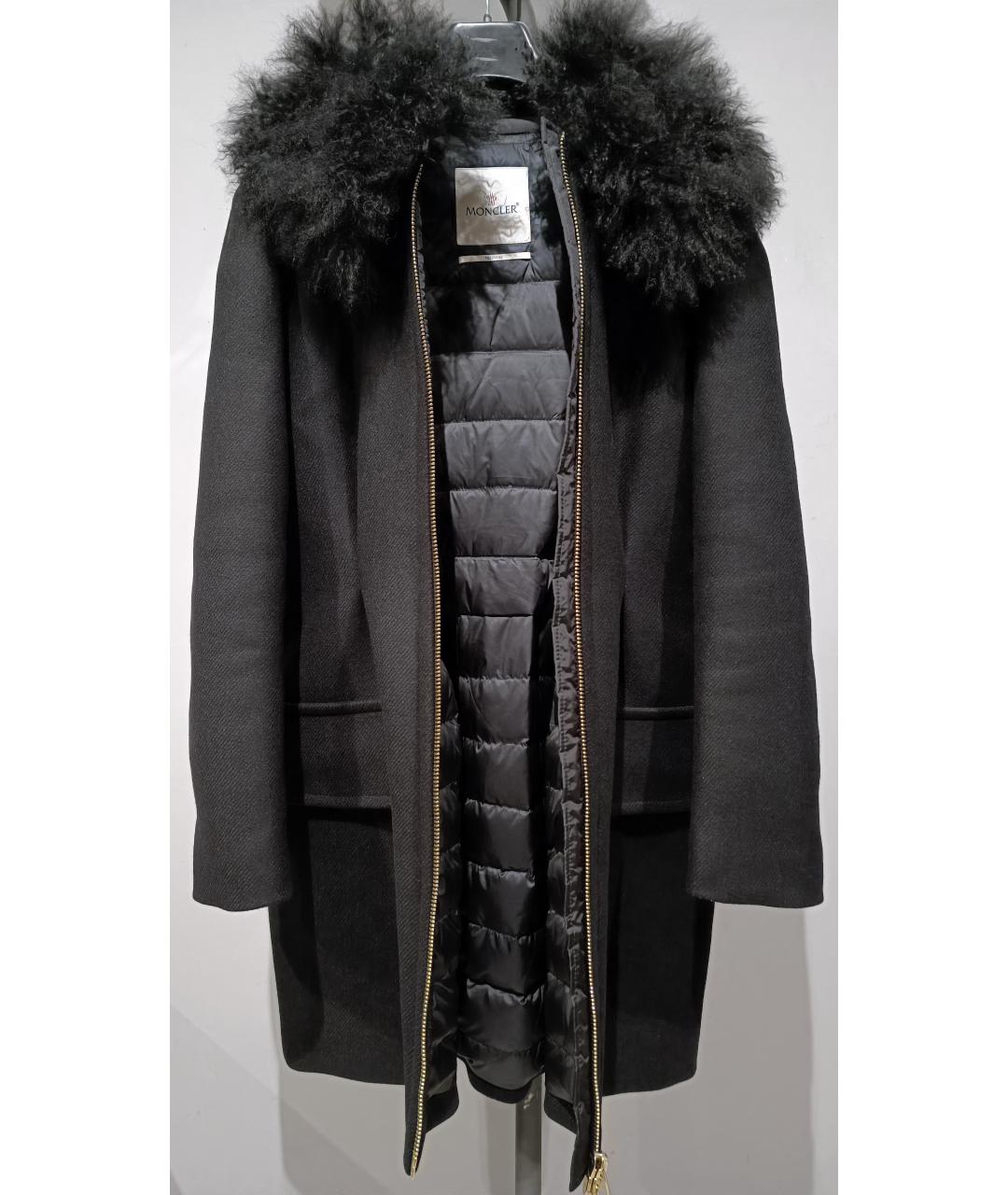 MONCLER Черное шерстяное пальто, фото 5