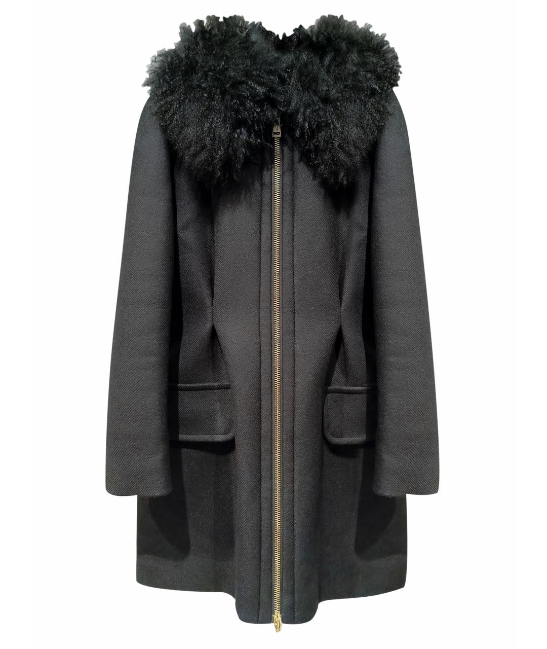 MONCLER Черное шерстяное пальто, фото 1