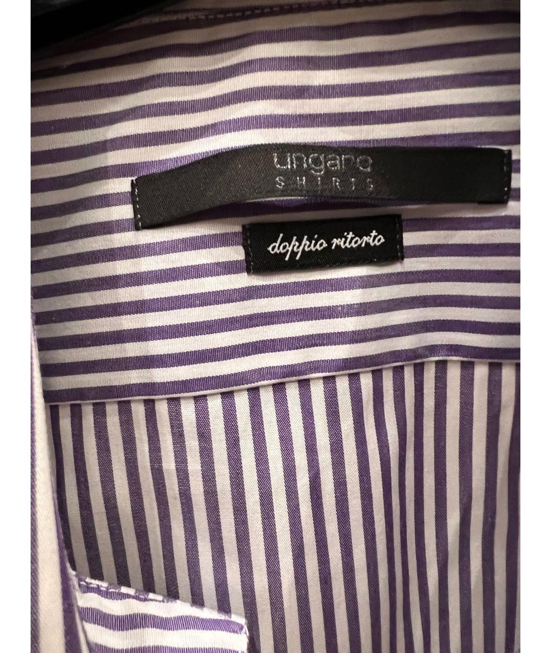 EMANUEL UNGARO Фиолетовая хлопковая классическая рубашка, фото 3