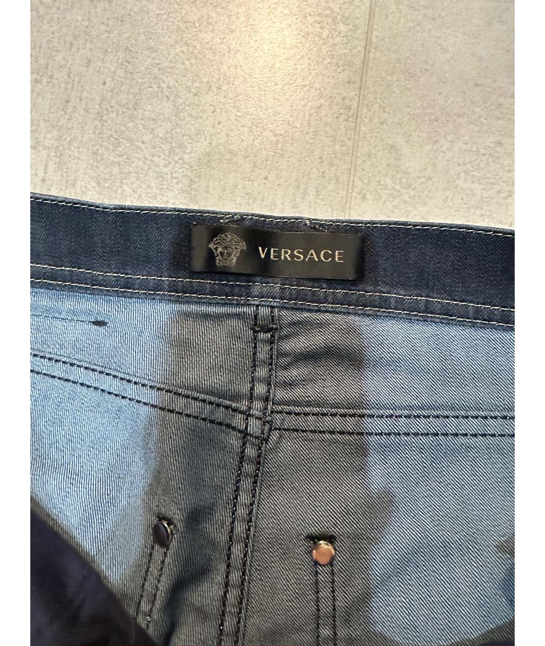 VERSACE Синие хлопковые джинсы слим, фото 3