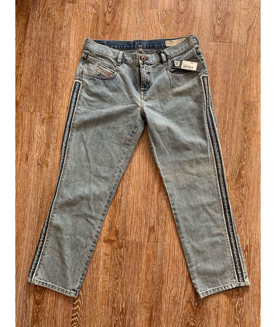 DIESEL Голубые хлопковые прямые джинсы, фото 9