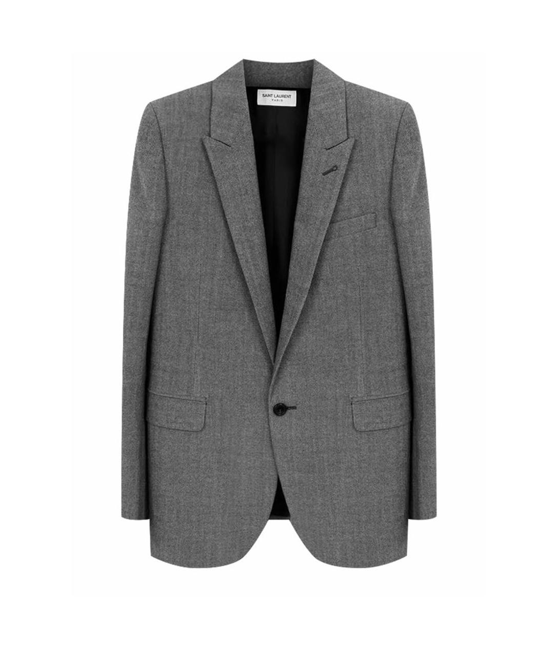 SAINT LAURENT Серый шерстяной жакет/пиджак, фото 1