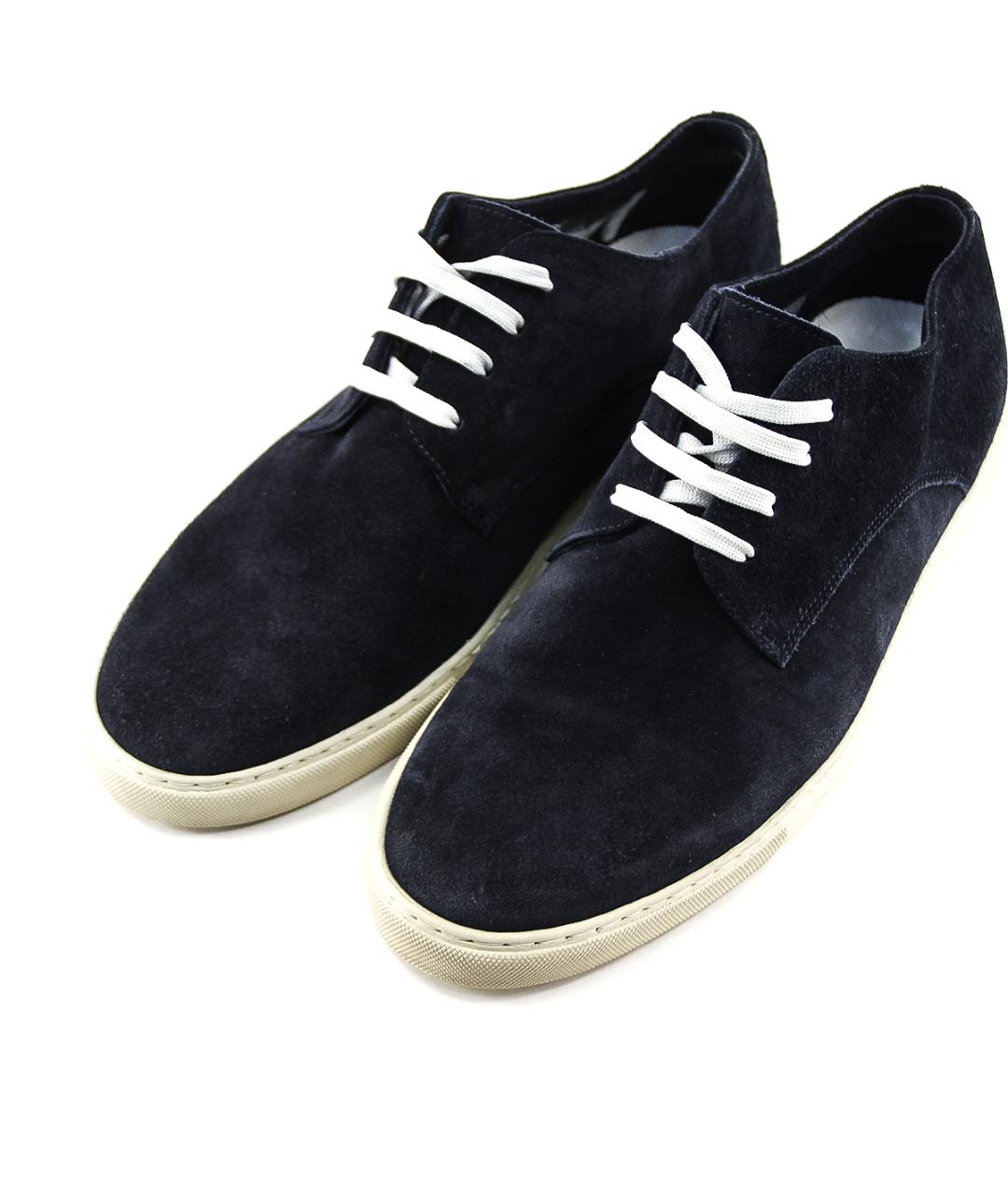 CORNELIANI Темно-синие замшевые низкие ботинки, фото 3