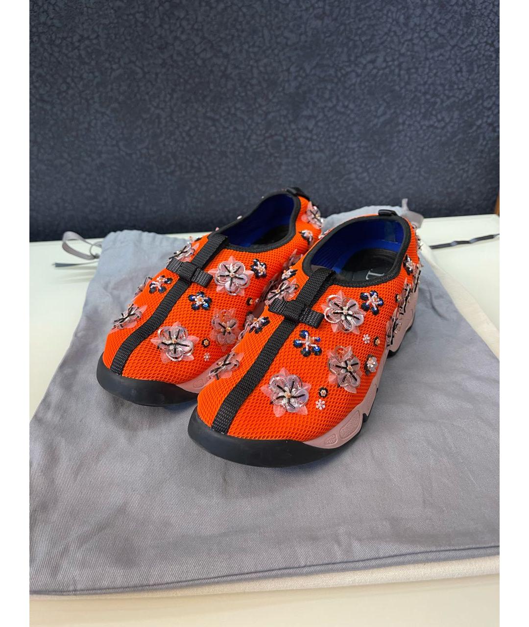 CHRISTIAN DIOR PRE-OWNED Оранжевое текстильные кроссовки, фото 3