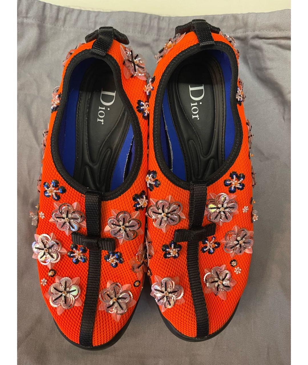 CHRISTIAN DIOR PRE-OWNED Оранжевое текстильные кроссовки, фото 2