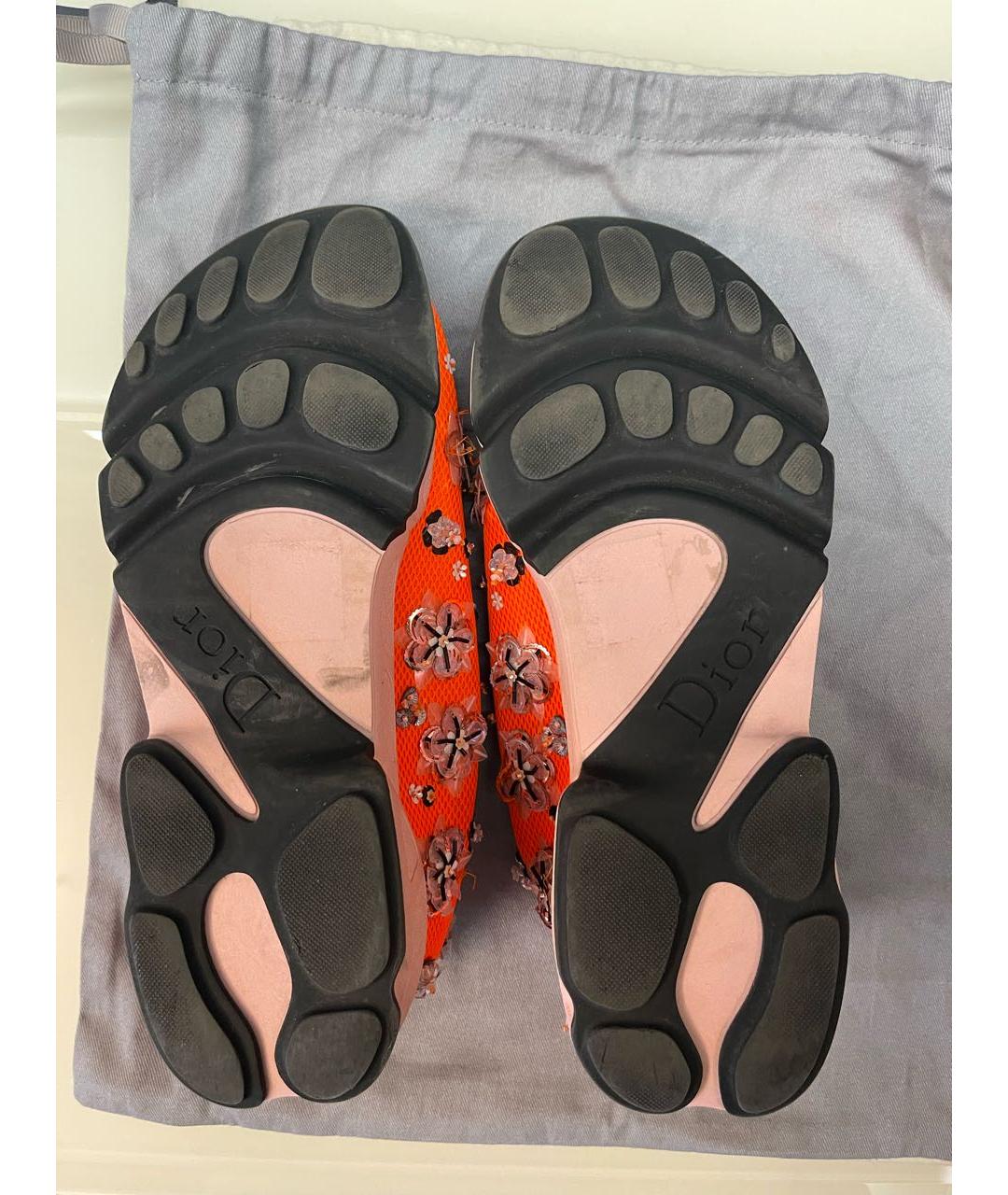 CHRISTIAN DIOR PRE-OWNED Оранжевое текстильные кроссовки, фото 5