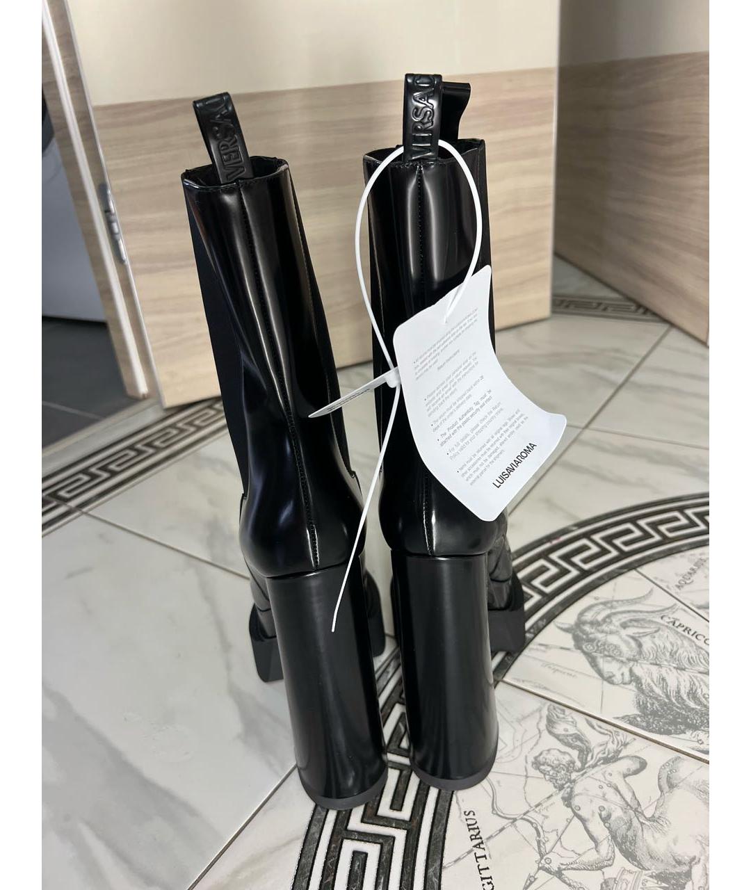 VERSACE Черные кожаные ботильоны, фото 4