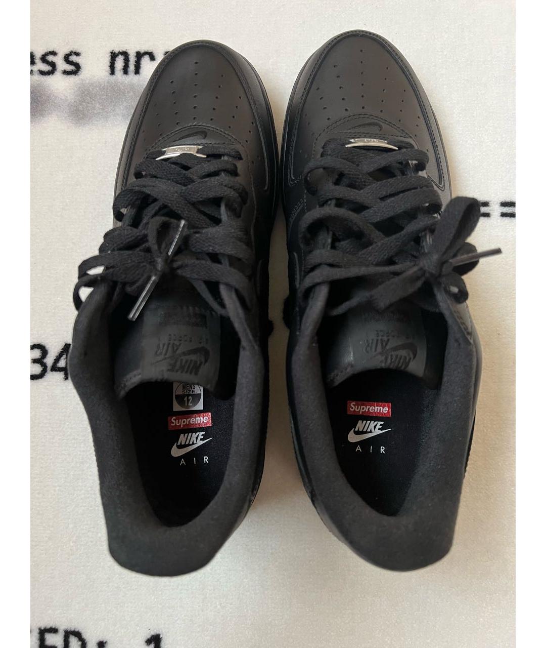 NIKE Черные кожаные низкие кроссовки / кеды, фото 3
