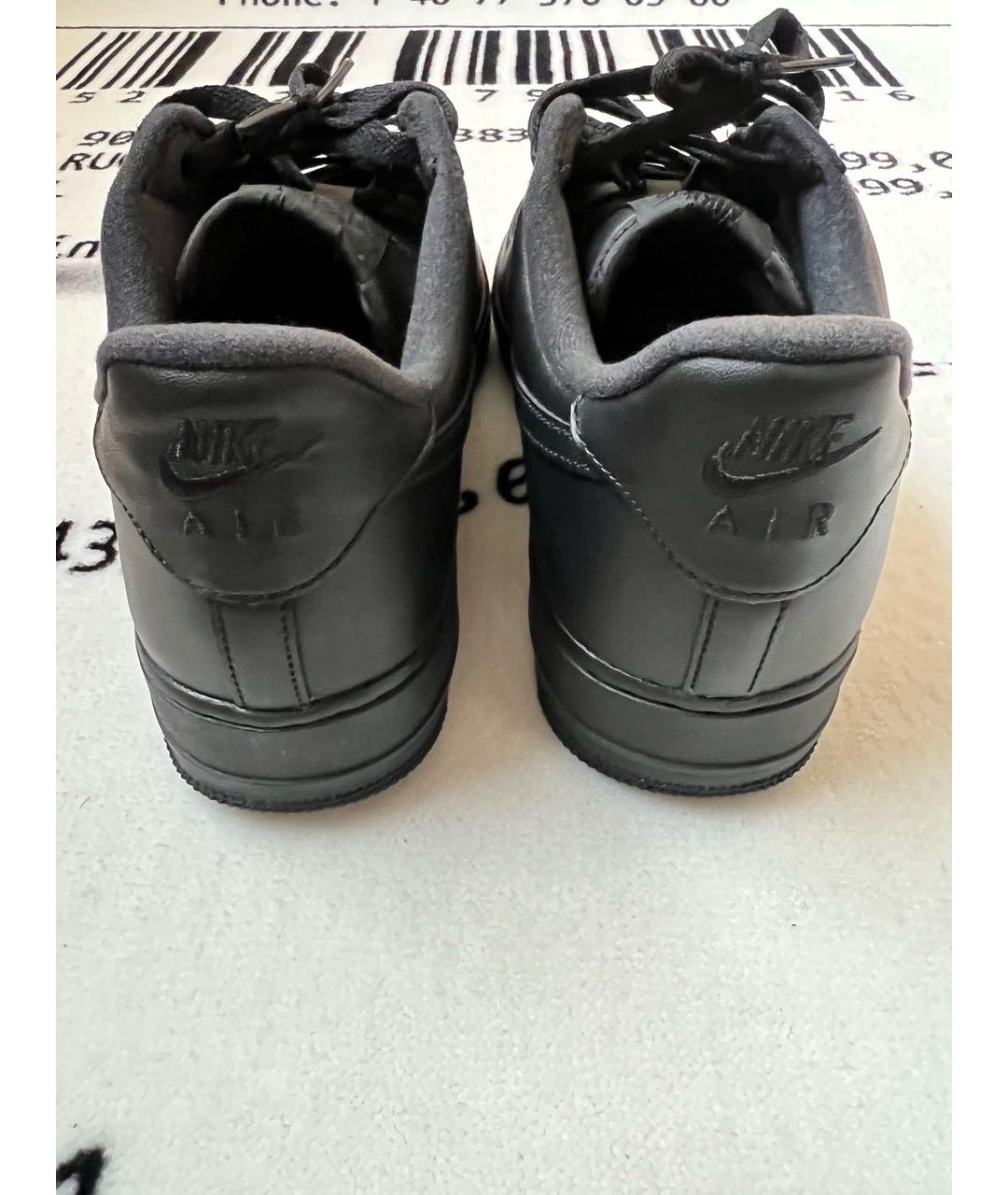 NIKE Черные кожаные низкие кроссовки / кеды, фото 4