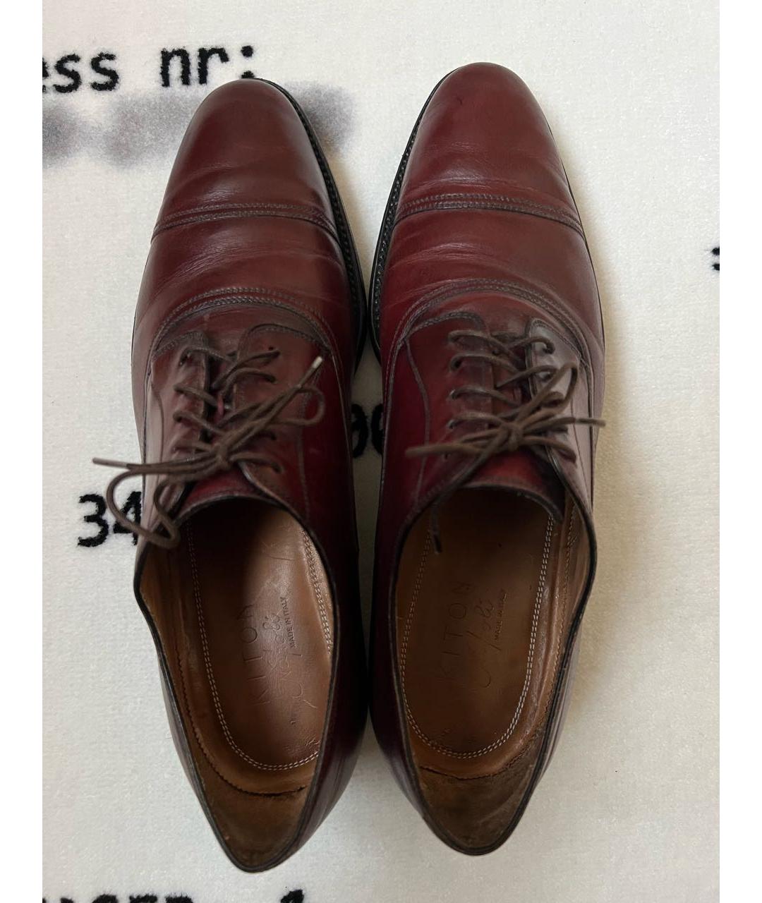KITON Бордовые кожаные туфли, фото 3