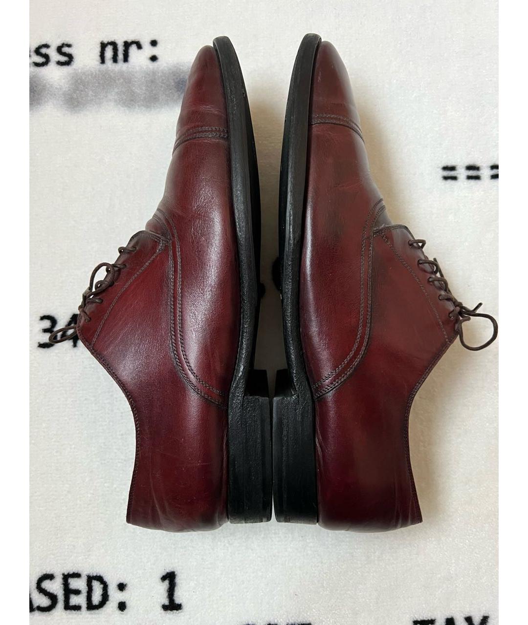 KITON Бордовые кожаные туфли, фото 5