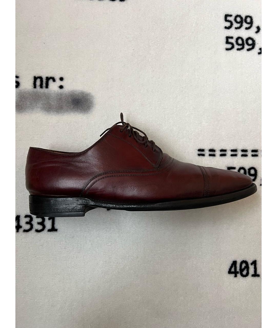 KITON Бордовые кожаные туфли, фото 8
