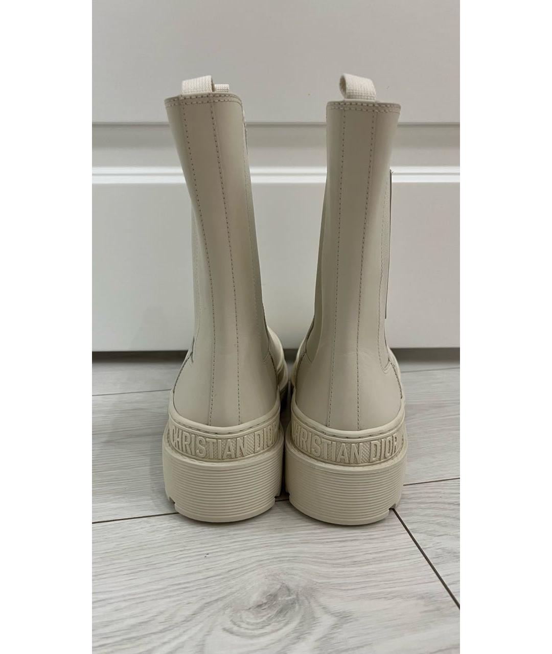 CHRISTIAN DIOR Бежевые кожаные ботинки, фото 4