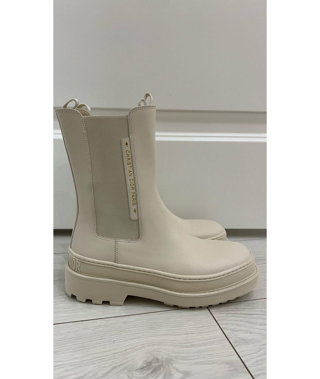 CHRISTIAN DIOR Бежевые кожаные ботинки, фото 6