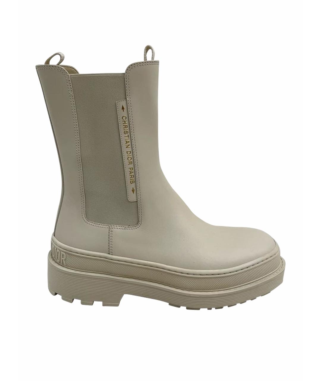 CHRISTIAN DIOR Бежевые кожаные ботинки, фото 1