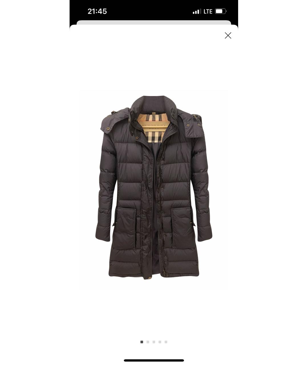 BURBERRY Темно-синий хлопковый пуховик, фото 6