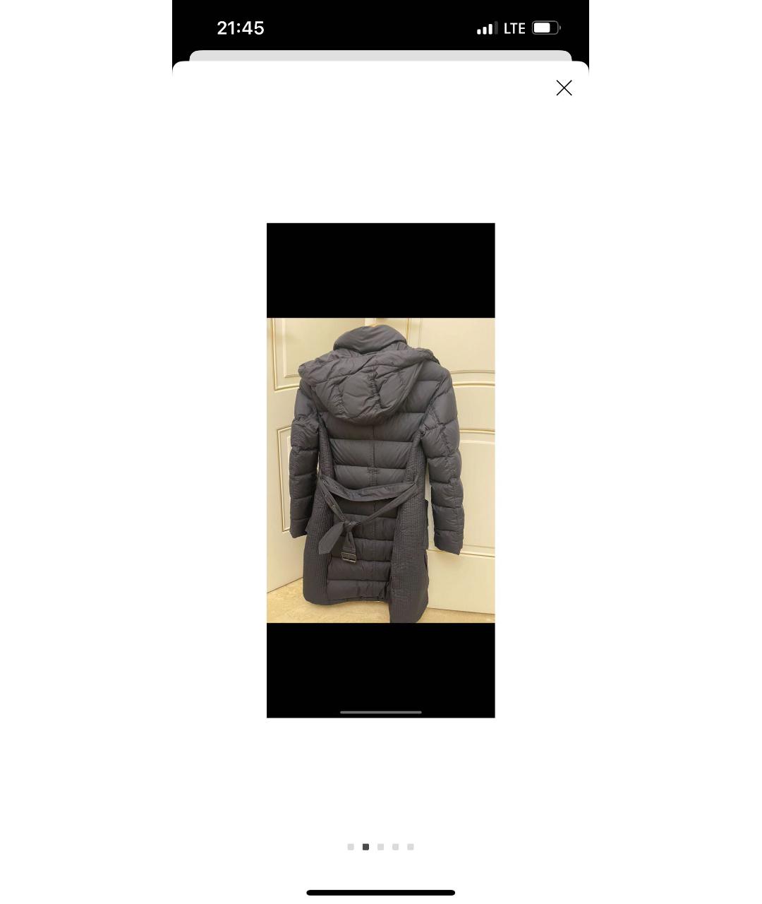 BURBERRY Темно-синий хлопковый пуховик, фото 2