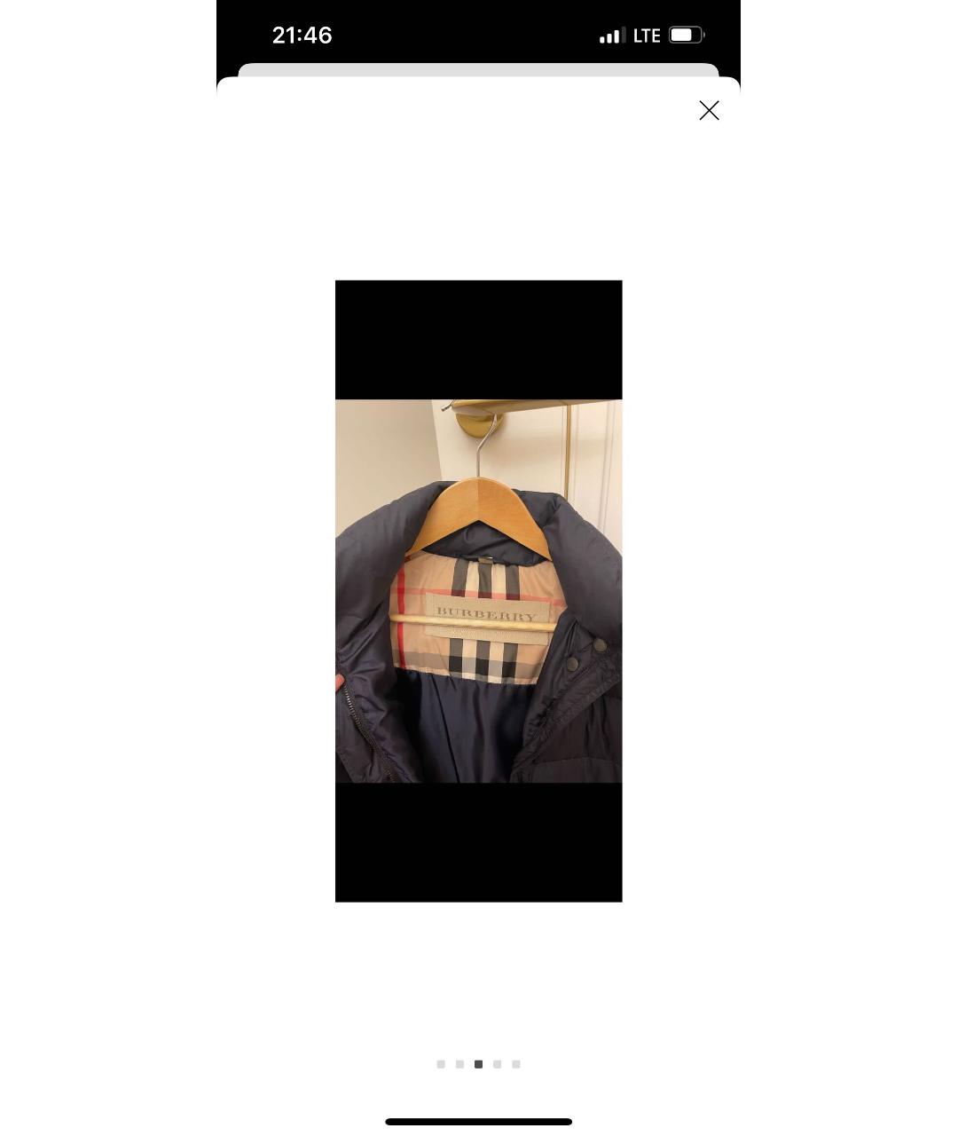 BURBERRY Темно-синий хлопковый пуховик, фото 3