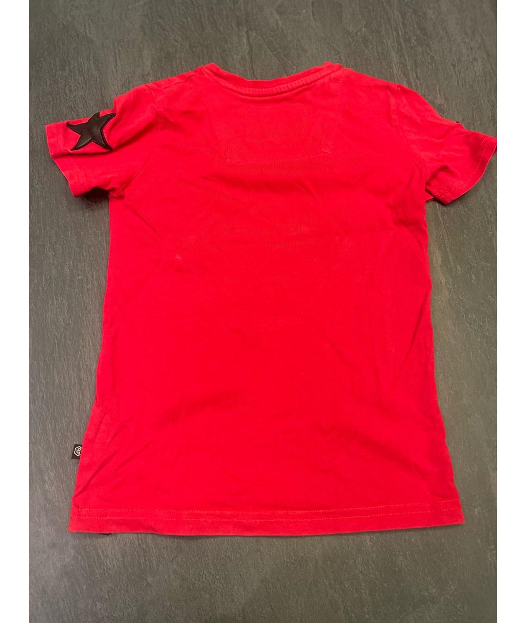 PHILIPP PLEIN JUNIOR Красная хлопковая детская футболка, фото 2