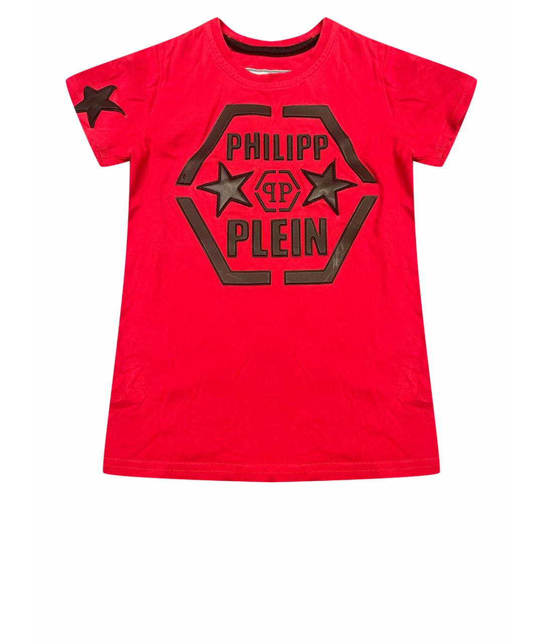 PHILIPP PLEIN JUNIOR Красная хлопковая детская футболка, фото 1
