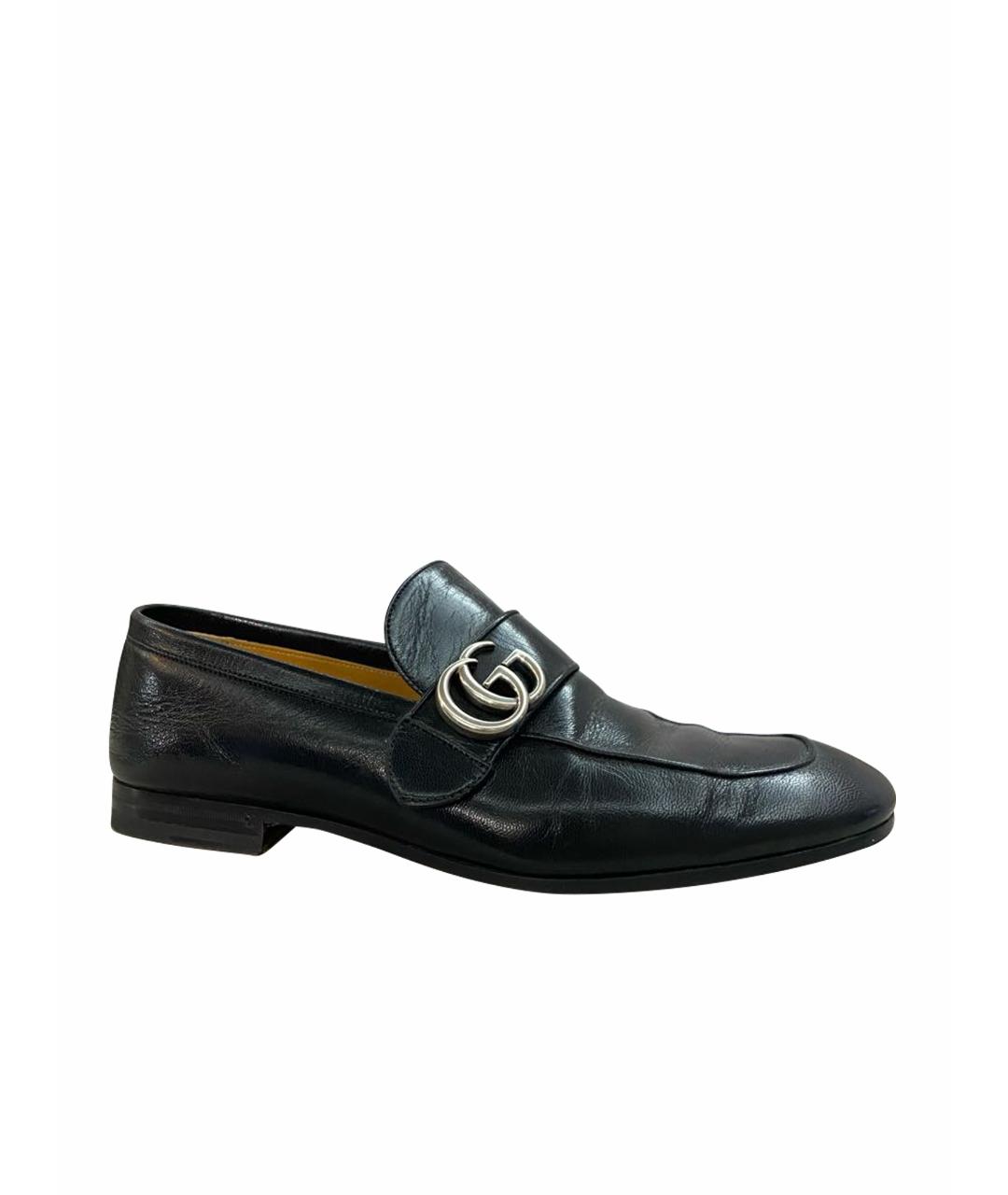 GUCCI Черные кожаные лоферы, фото 1