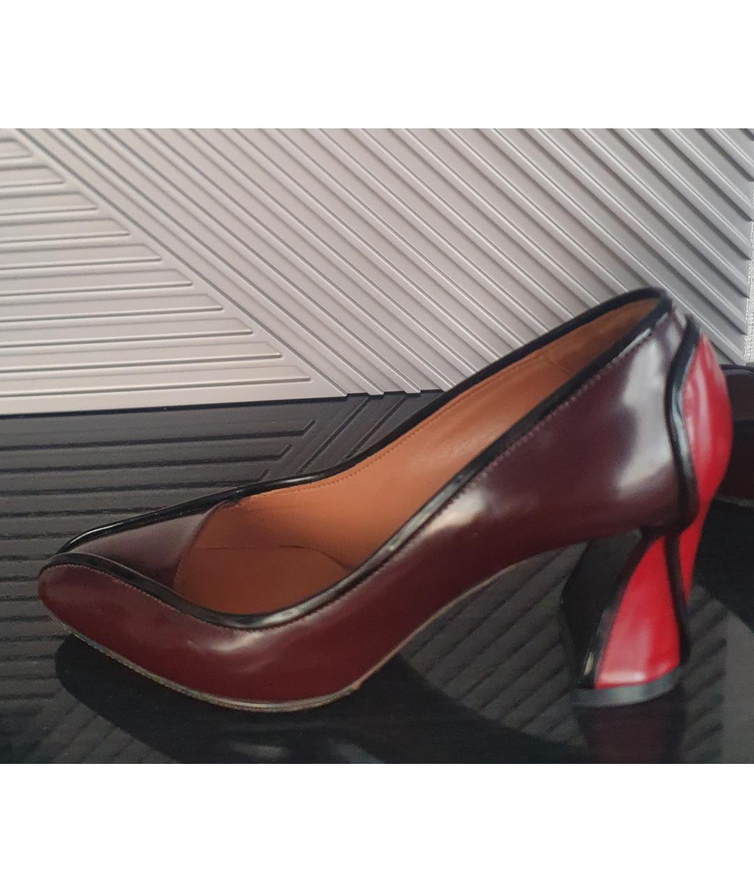 MARNI Бордовые кожаные туфли, фото 3