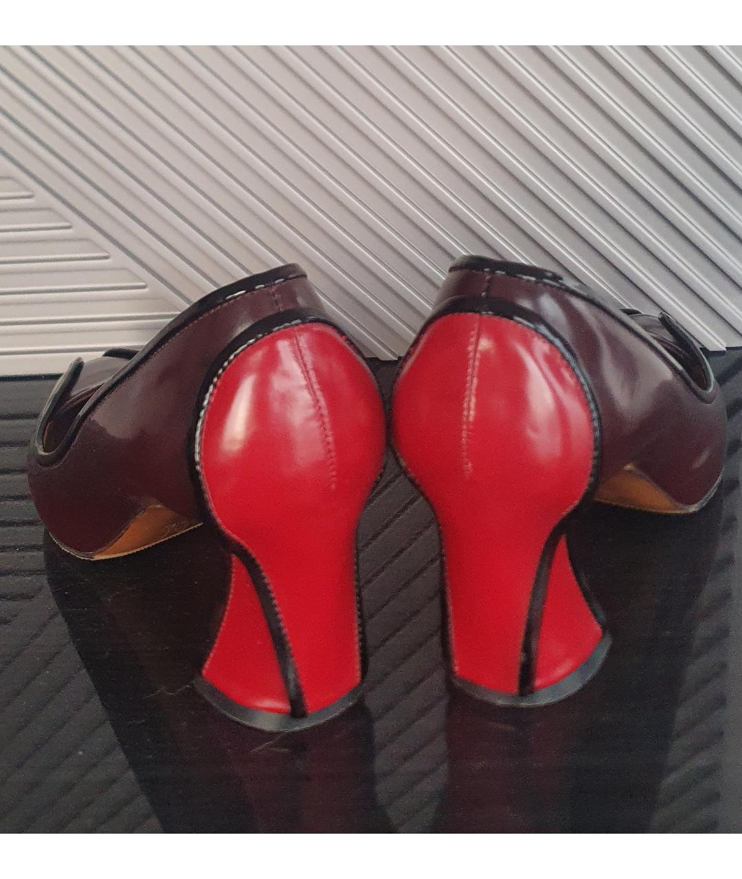 MARNI Бордовые кожаные туфли, фото 2