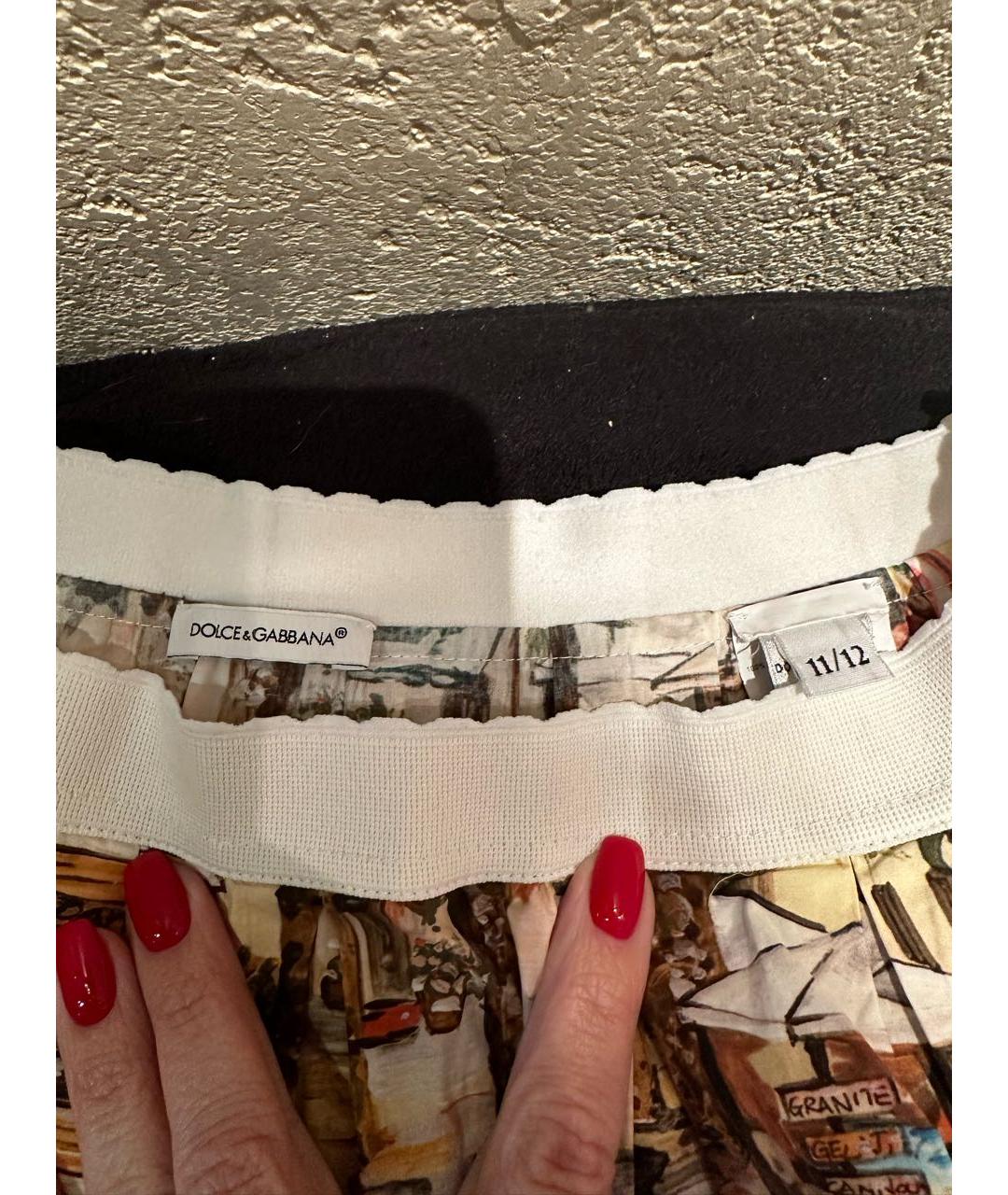 DOLCE&GABBANA Желтая хлопковая юбка, фото 4
