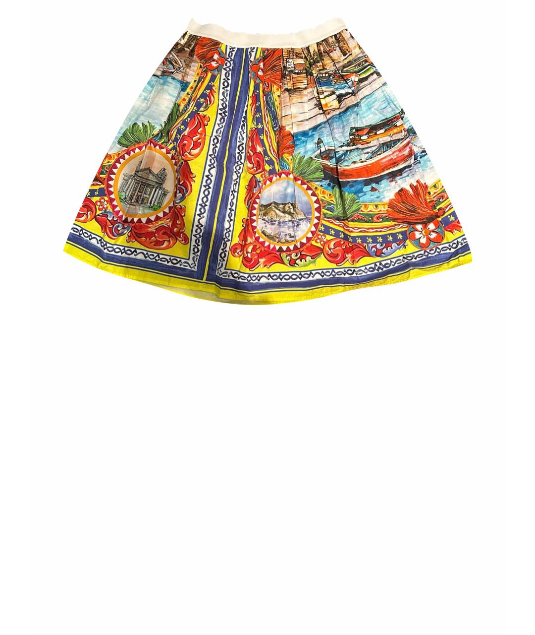 DOLCE&GABBANA Желтая хлопковая юбка, фото 1
