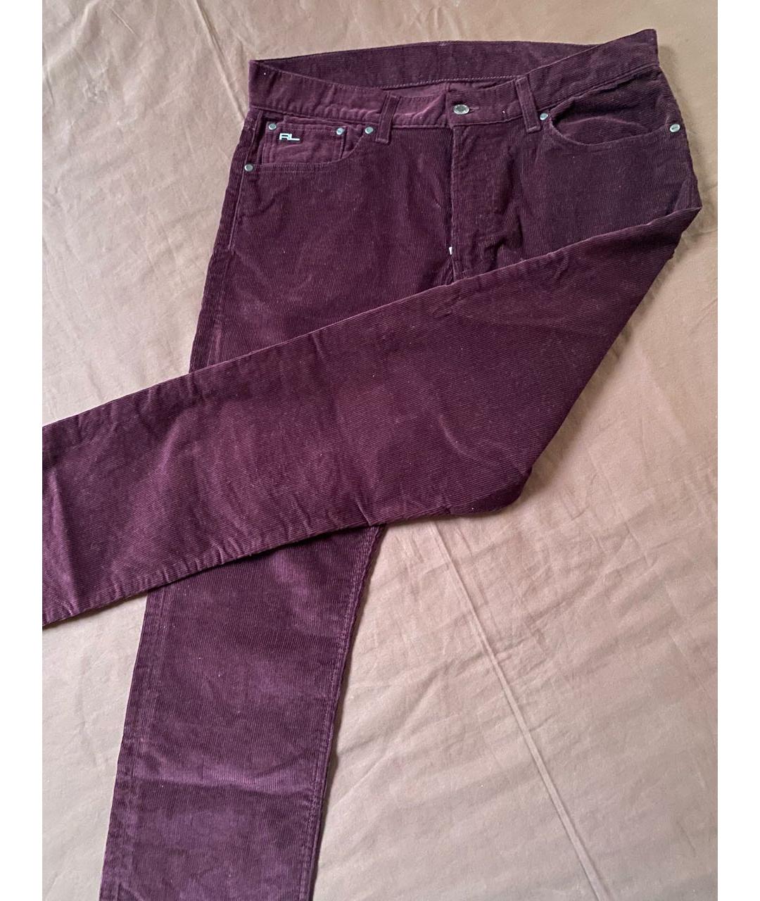 RALPH LAUREN Бордовые хлопковые классические брюки, фото 2