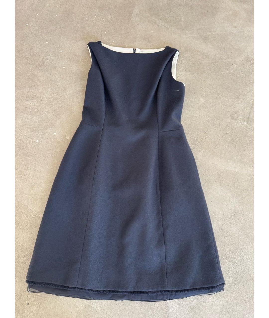 CHRISTIAN DIOR Темно-синее шерстяное повседневное платье, фото 2