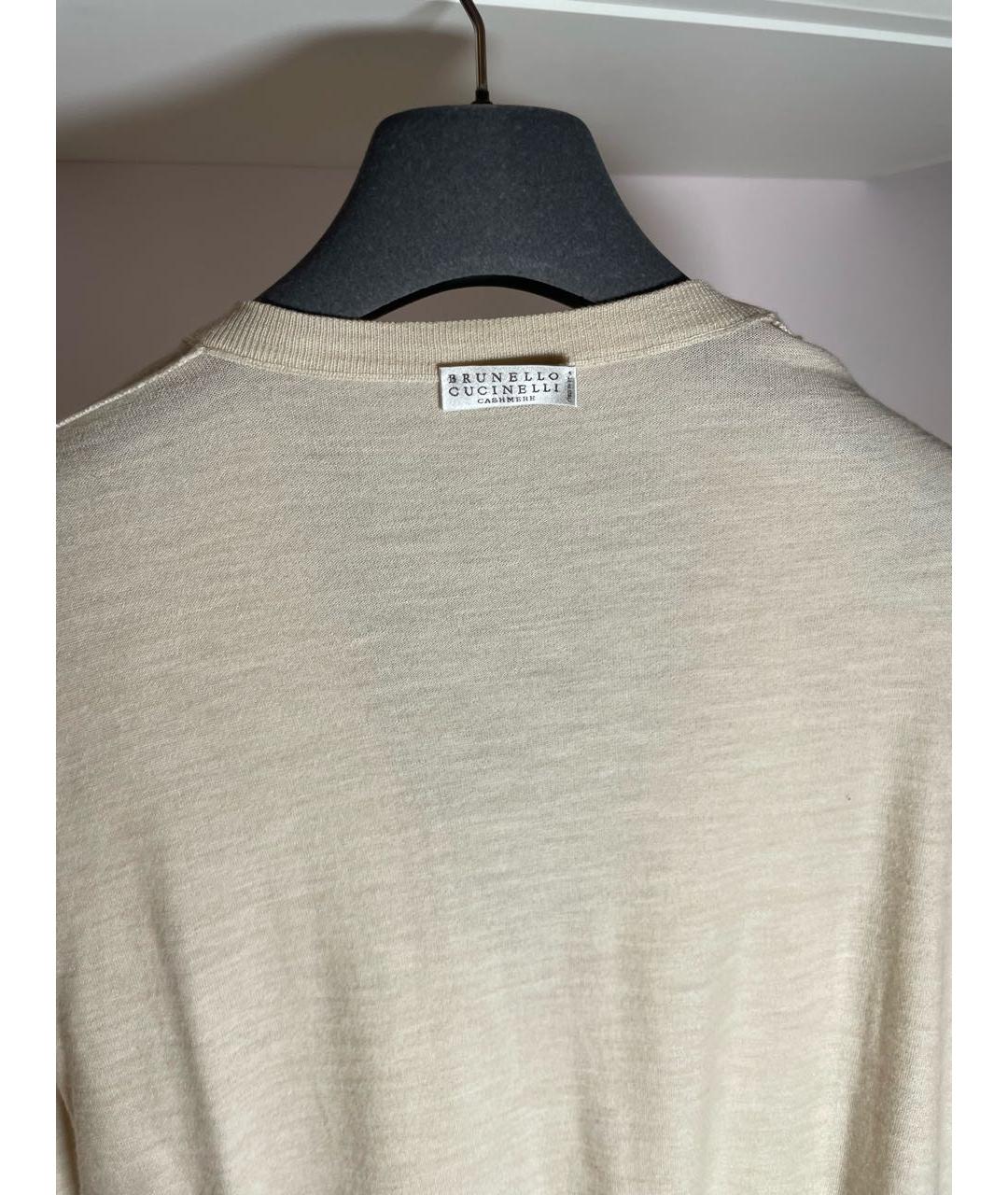 BRUNELLO CUCINELLI Бежевый шерстяной джемпер / свитер, фото 3