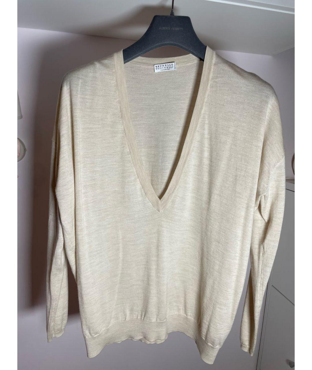 BRUNELLO CUCINELLI Бежевый шерстяной джемпер / свитер, фото 7