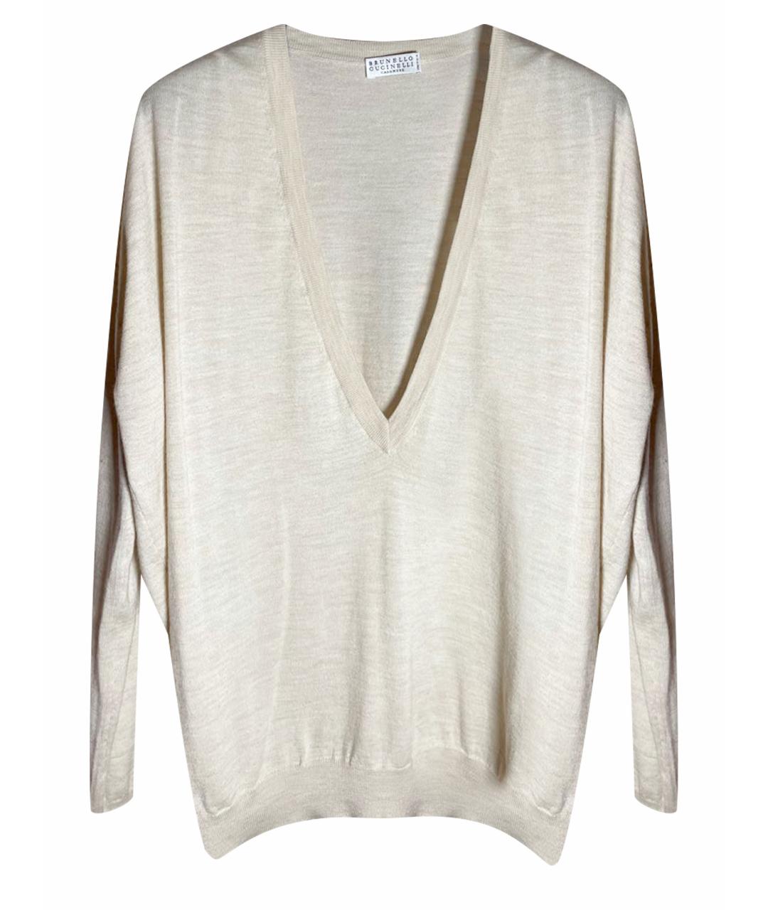 BRUNELLO CUCINELLI Бежевый шерстяной джемпер / свитер, фото 1