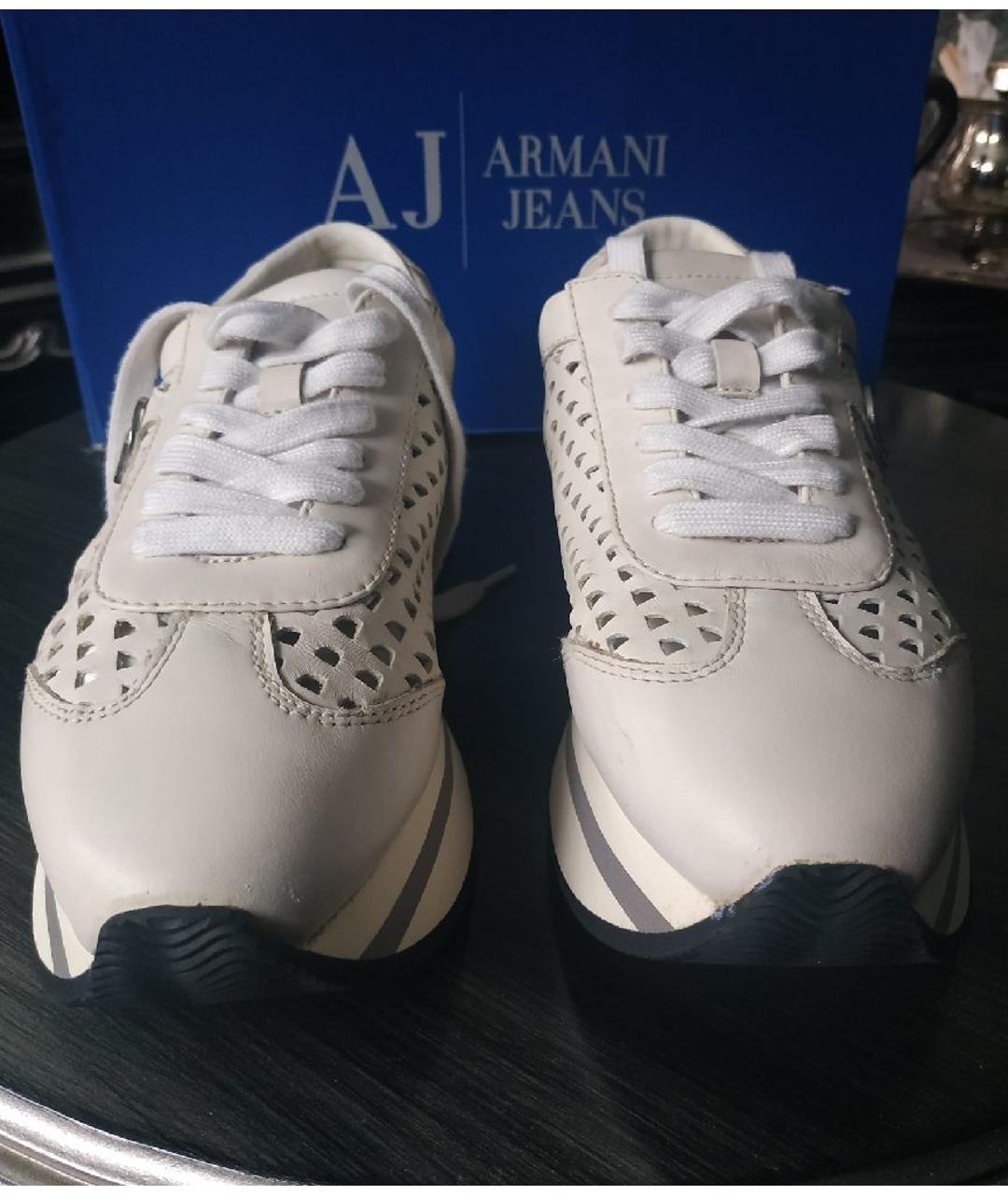 ARMANI JEANS Белые кожаные кроссовки, фото 2