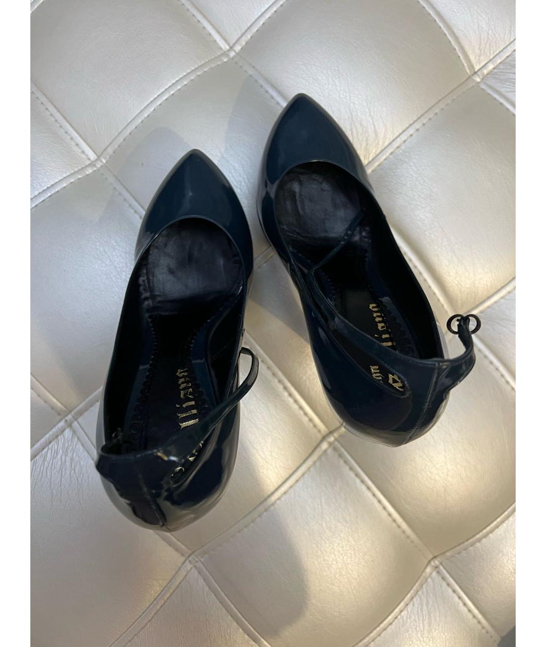 JOHN GALLIANO Антрацитовые туфли из лакированной кожи, фото 3
