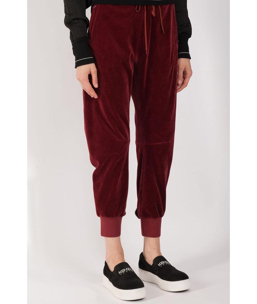 CHLOE Бордовые хлопко-эластановые спортивные брюки и шорты, фото 2