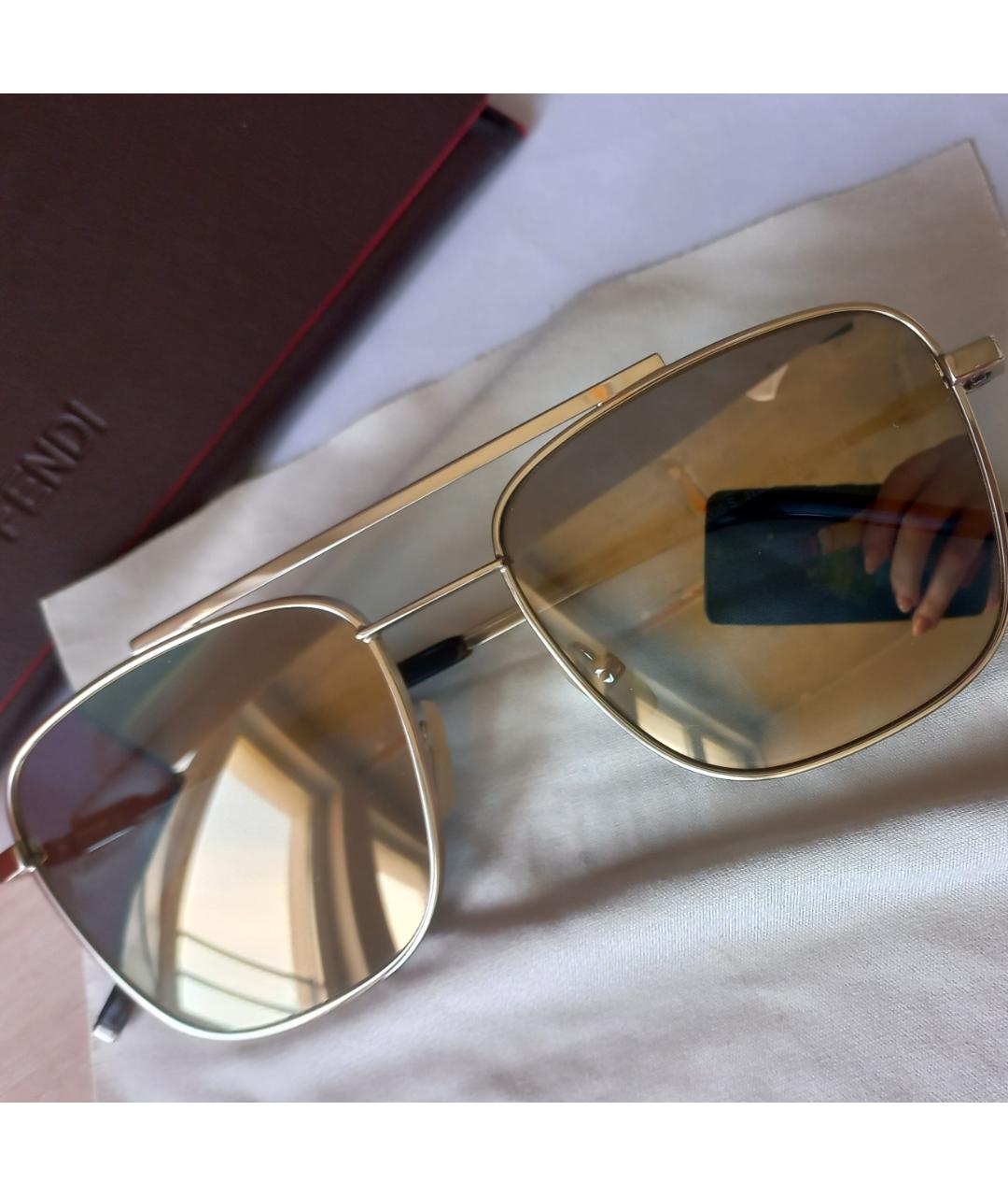 FENDI Серебряные металлические солнцезащитные очки, фото 6