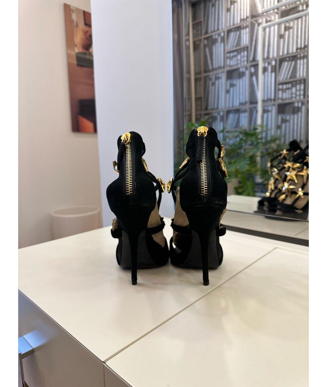 GIUSEPPE ZANOTTI DESIGN Черные замшевые босоножки, фото 4