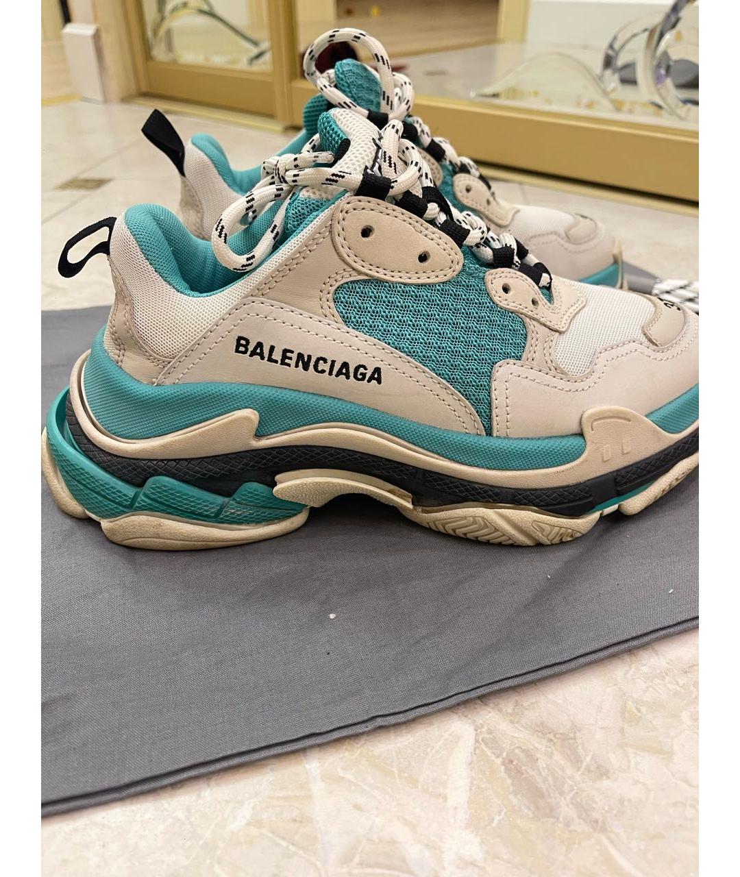 BALENCIAGA Бирюзовые текстильные кроссовки, фото 9