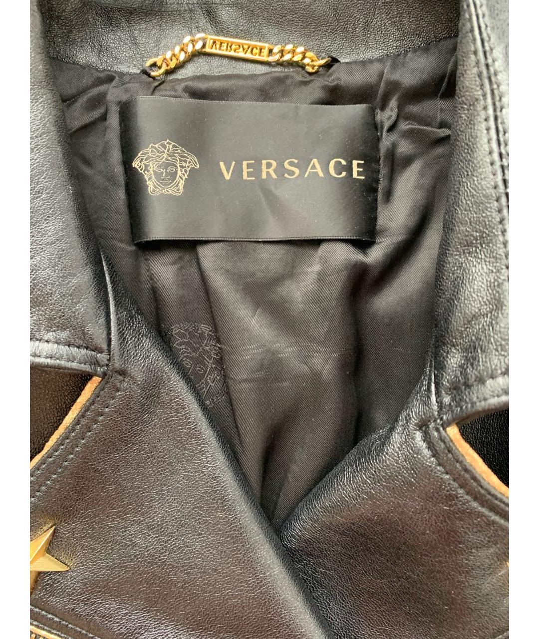 VERSACE Черная кожаная куртка, фото 3