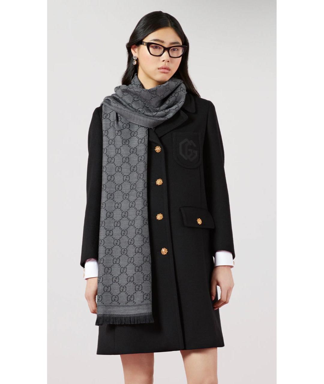 GUCCI Серый шарф, фото 3