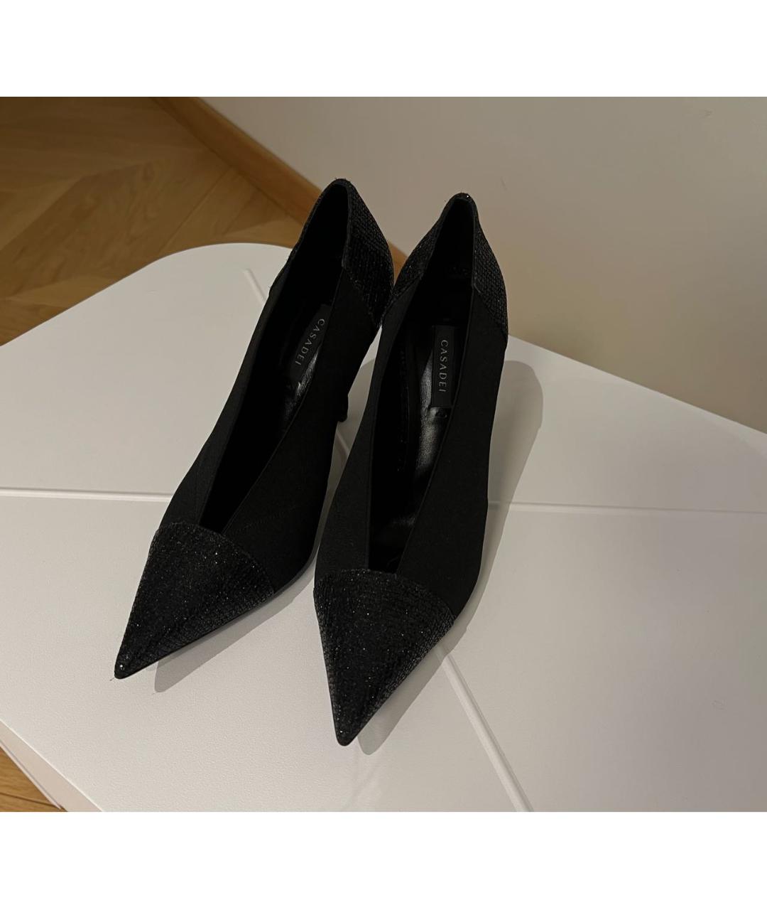 CASADEI Черные текстильные туфли, фото 3