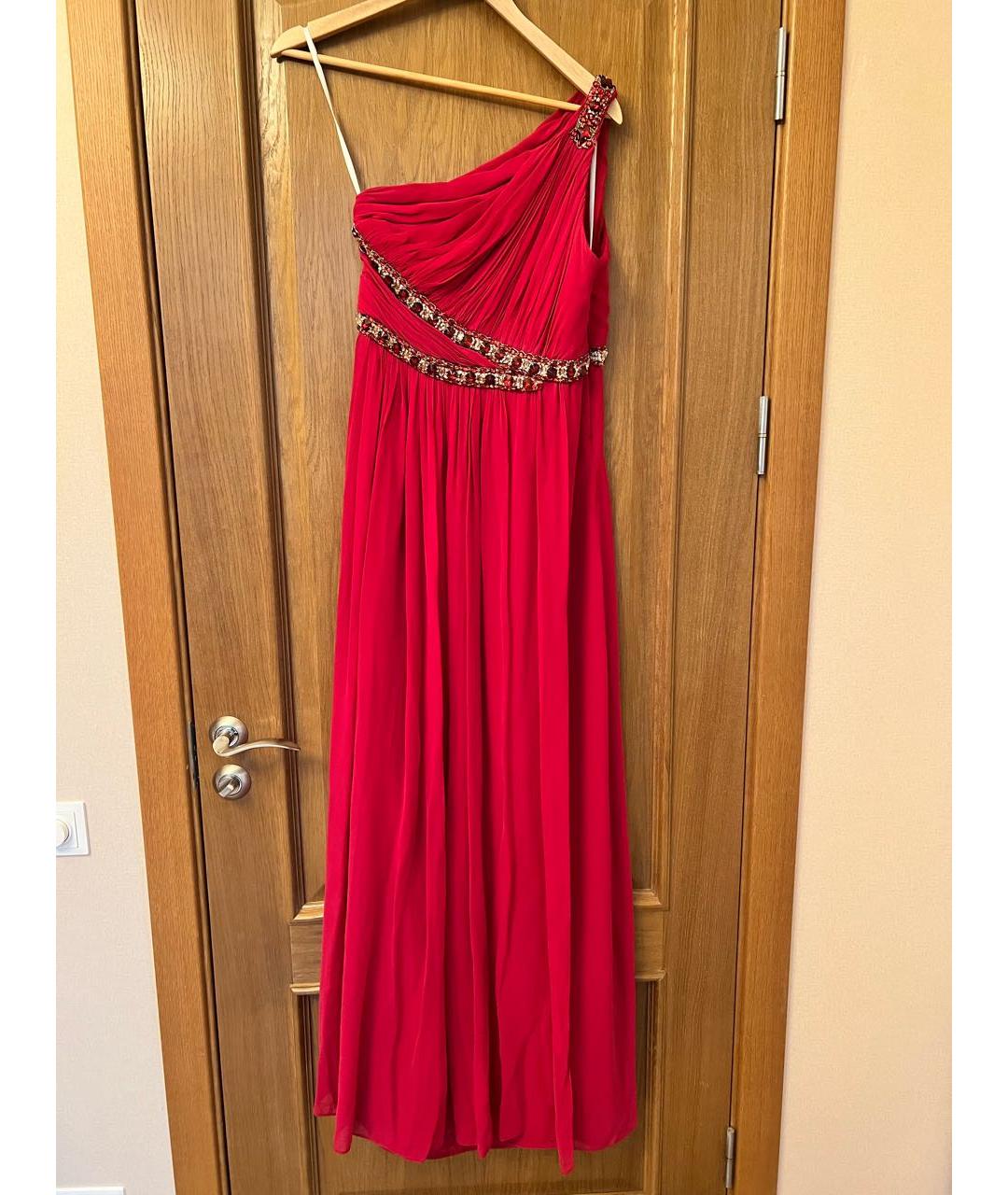 MARCHESA NOTTE Бордовое шелковое вечернее платье, фото 7