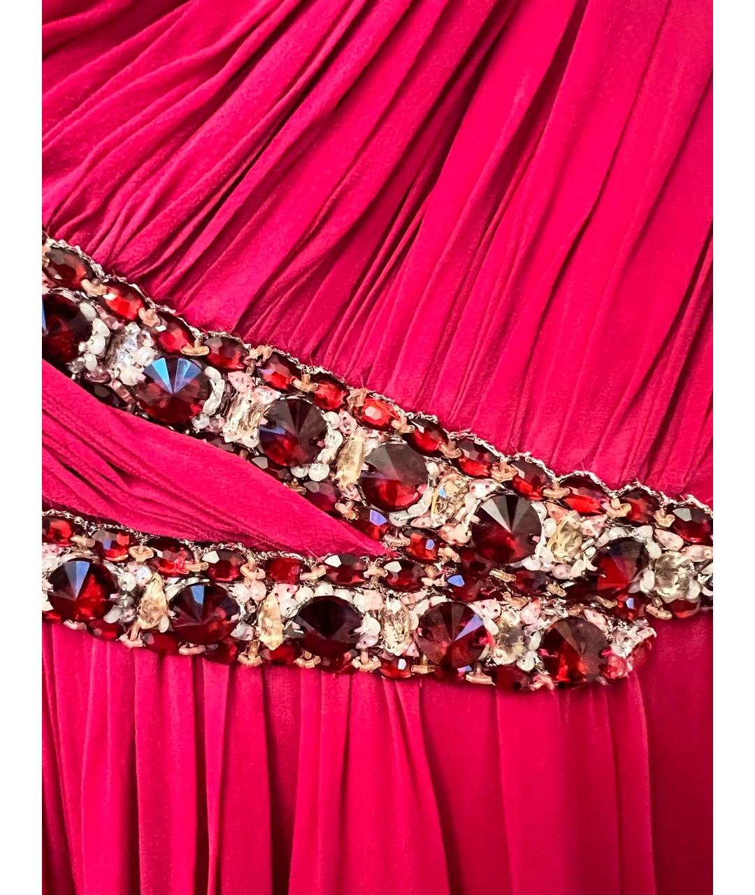 MARCHESA NOTTE Бордовое шелковое вечернее платье, фото 5