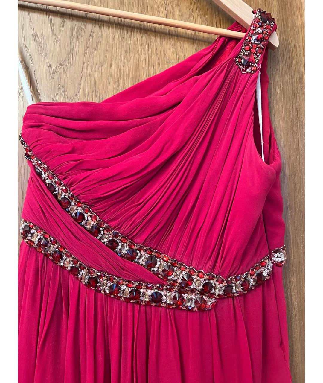 MARCHESA NOTTE Бордовое шелковое вечернее платье, фото 4