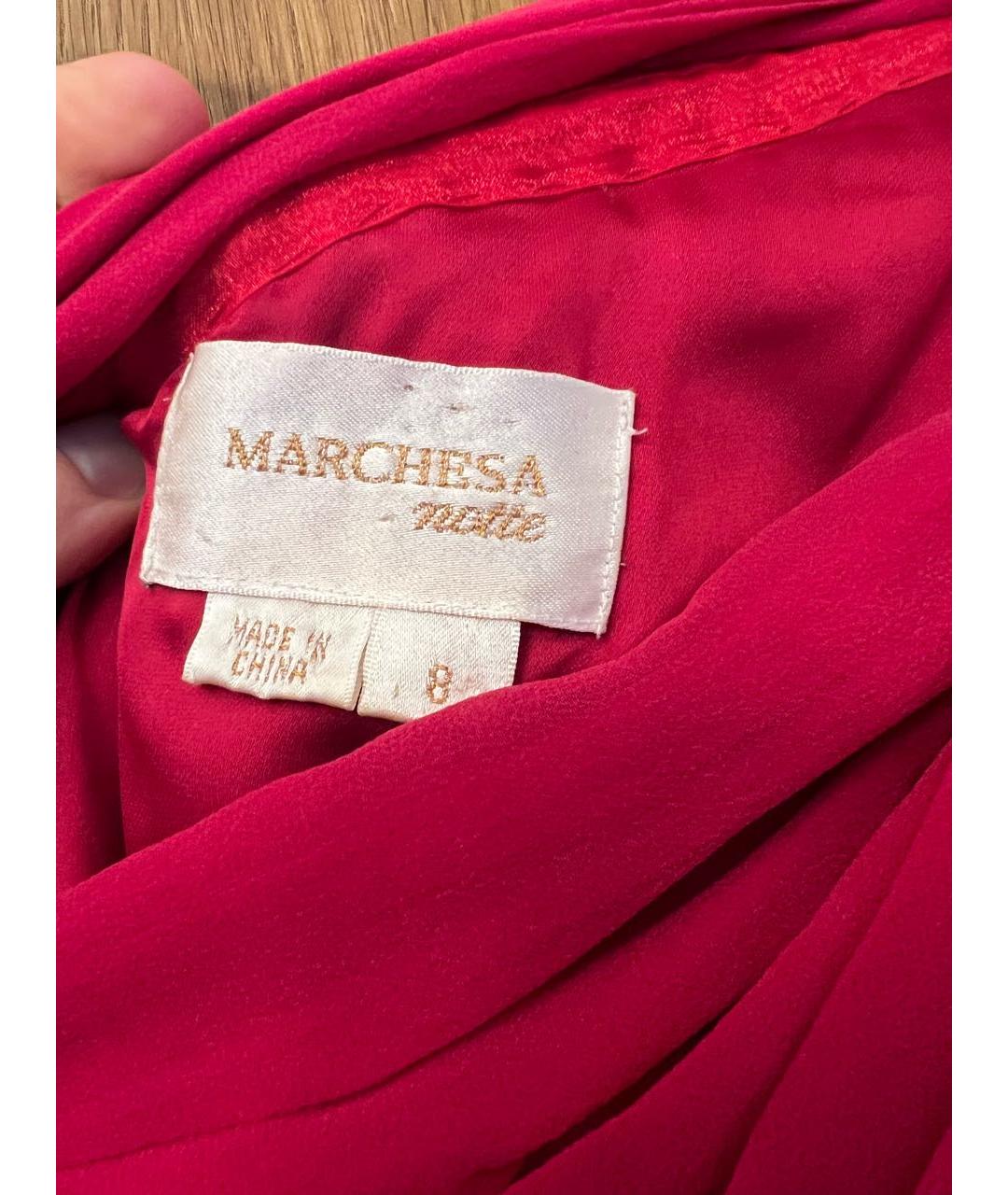 MARCHESA NOTTE Бордовое шелковое вечернее платье, фото 3