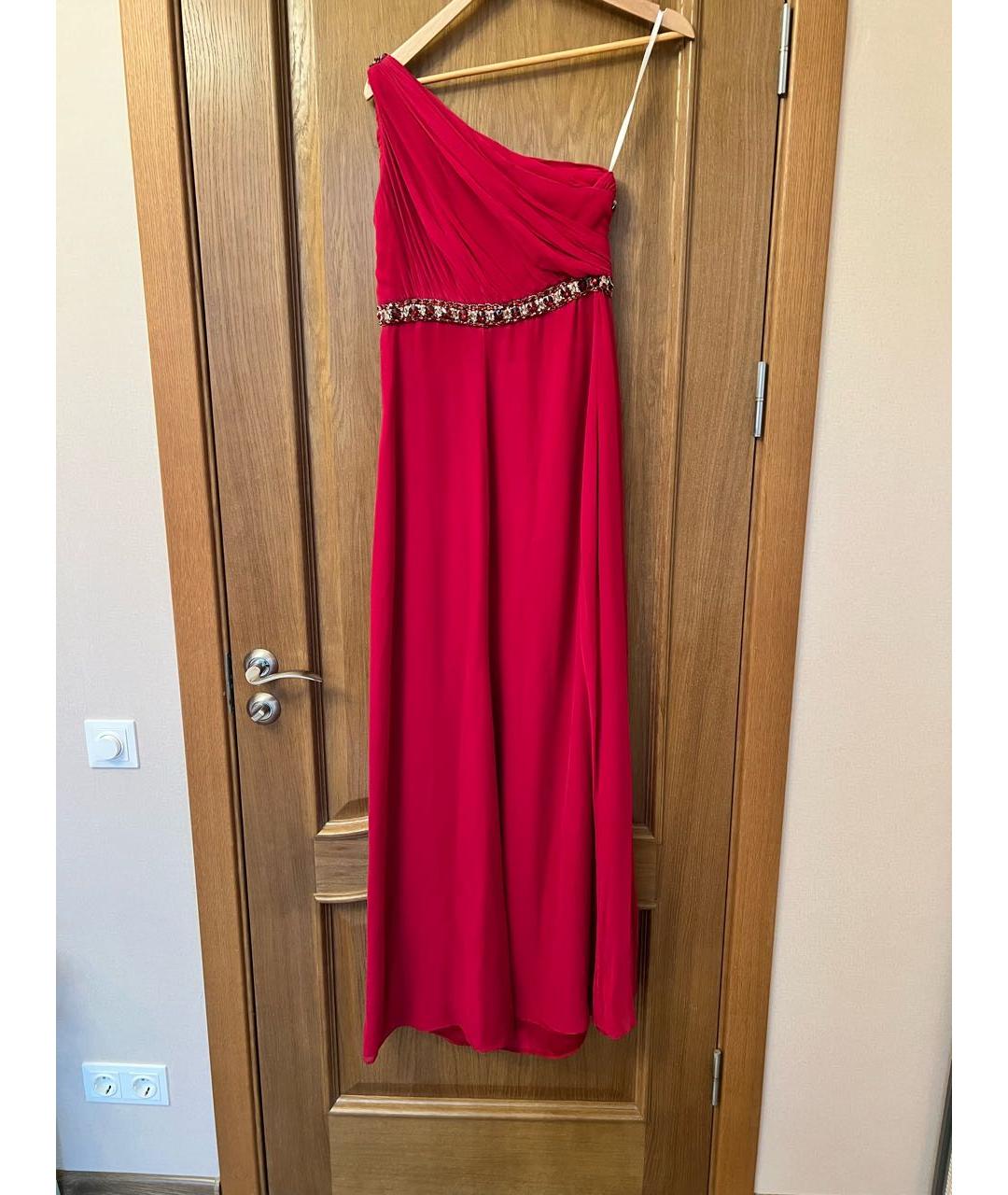 MARCHESA NOTTE Бордовое шелковое вечернее платье, фото 2