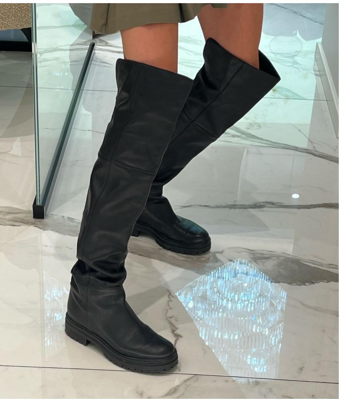 GIANVITO ROSSI Черные кожаные ботфорты, фото 2