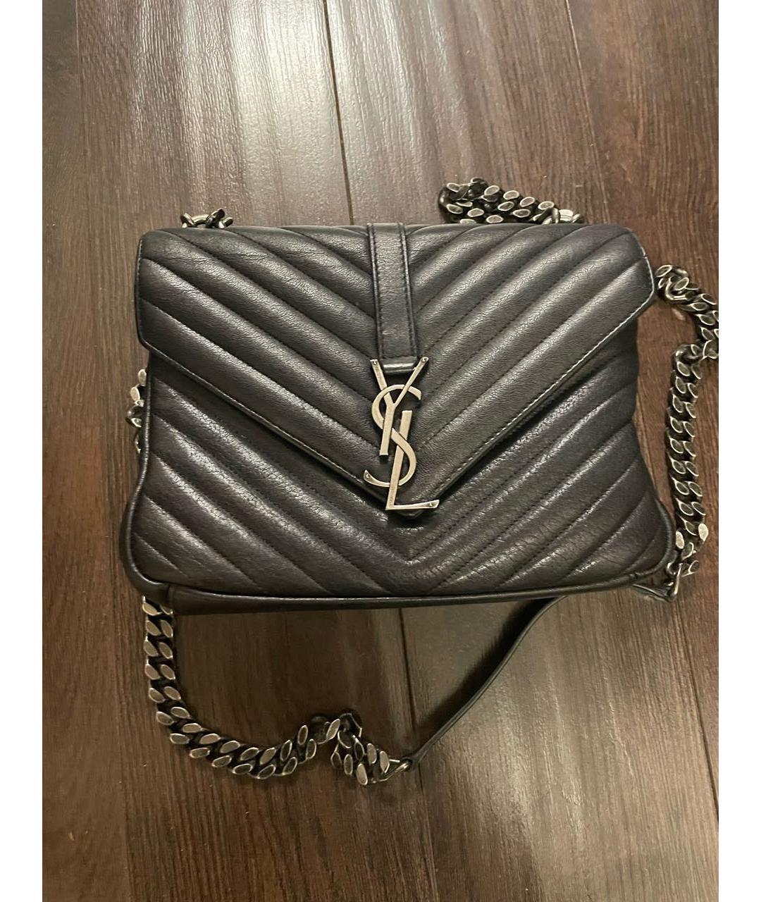SAINT LAURENT Черная кожаная сумка через плечо, фото 9